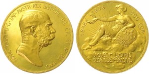 100 Korona 1908 jubilejná Franz Josef I.